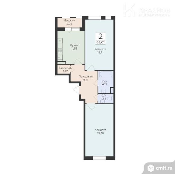2-комнатная квартира 68,1 кв.м. Фото 1.
