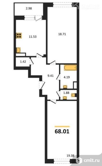2-комнатная квартира 68,01 кв.м. Фото 1.