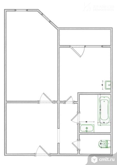 1-комнатная квартира 38 кв.м. Фото 1.