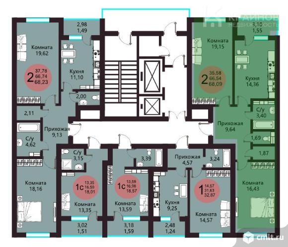2-комнатная квартира 68,09 кв.м. Фото 2.