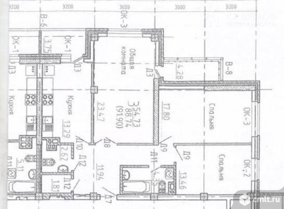 3-комнатная квартира 90,7 кв.м. Фото 1.