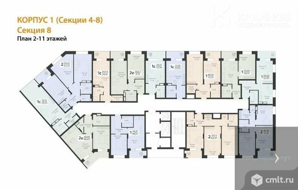 1-комнатная квартира 53,09 кв.м. Фото 6.