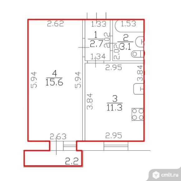 Продам 1-комн. квартиру 32.7 кв.м.. Фото 1.