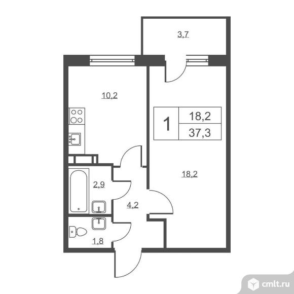 Продам 1-комн. квартиру 37.3 кв.м.. Фото 1.