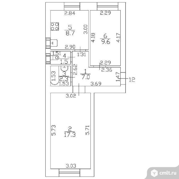 Продам 2-комн. квартиру 46.4 кв.м.. Фото 1.