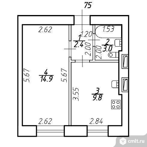 Продам 1-комн. квартиру 30.1 кв.м.. Фото 1.