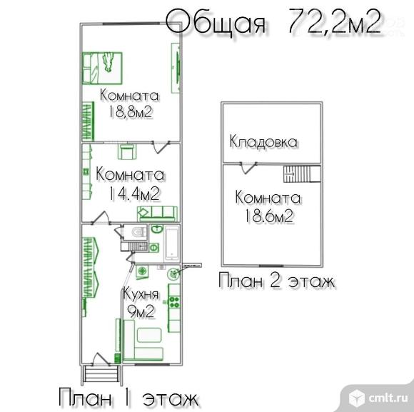 3-комнатная квартира 72,2 кв.м. Фото 1.