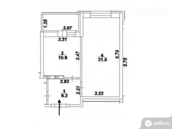 1-комнатная квартира 45 кв.м. Фото 1.