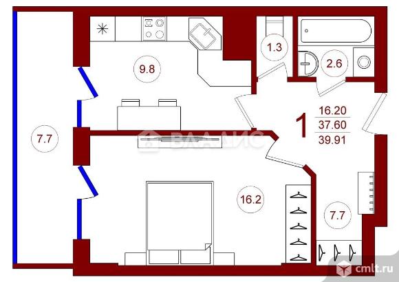 1-комнатная квартира 36,7 кв.м. Фото 10.