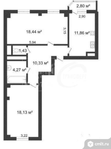 2-комнатная квартира 62 кв.м. Фото 7.