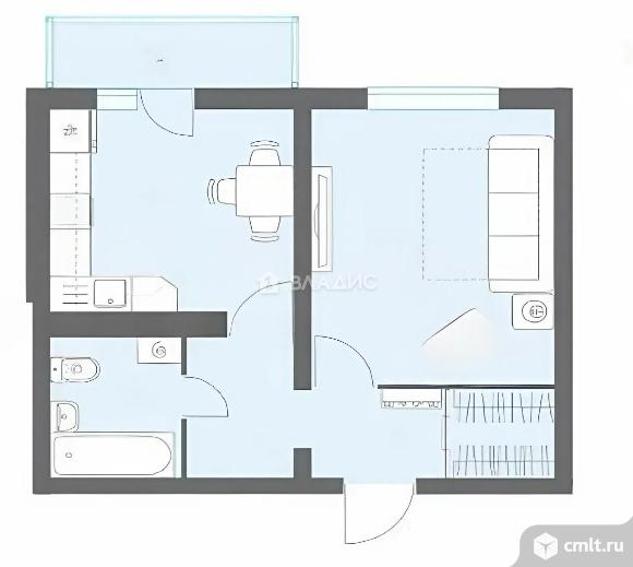 1-комнатная квартира 37 кв.м. Фото 9.