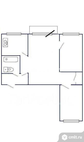 3-комнатная квартира 54,8 кв.м. Фото 16.