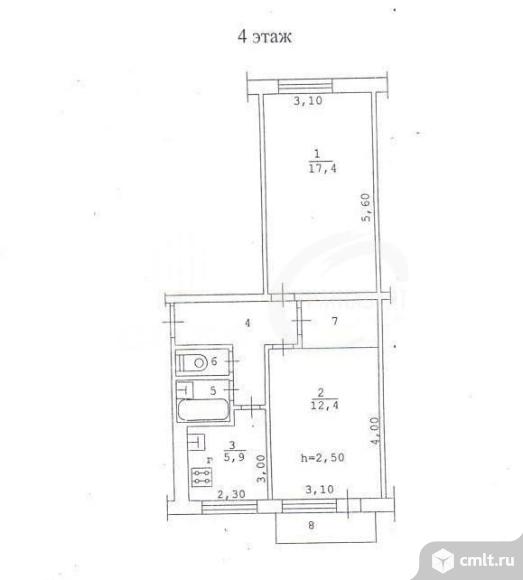 2-комнатная квартира 48,6 кв.м. Фото 19.