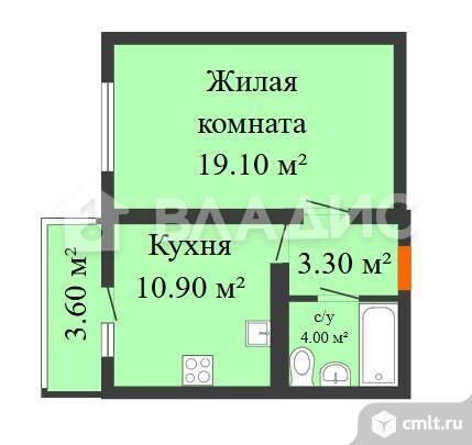 1-комнатная квартира 38,4 кв.м. Фото 6.