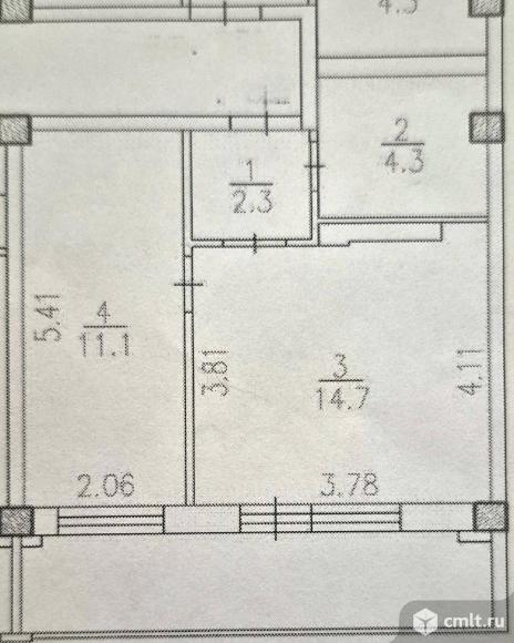 1-комнатная квартира 32,4 кв.м. Фото 1.