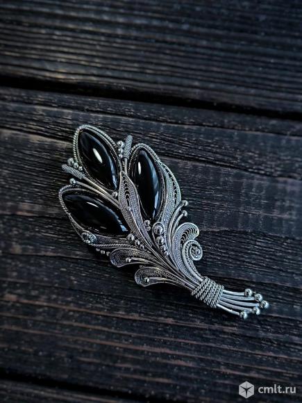 Брошь Редкая с Морионами. Фото 3.