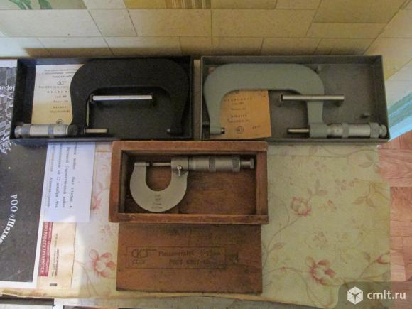 Микрометры 0-25 мм; 50-75 мм; 75-100 мм. Фото 1.