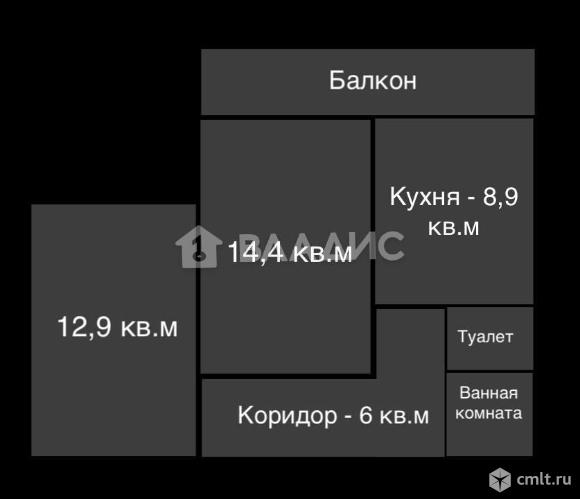 2-комнатная квартира 47,6 кв.м. Фото 19.
