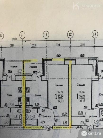 1-комнатная квартира 37,8 кв.м. Фото 1.