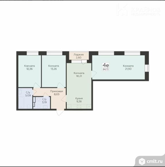 3-комнатная квартира 84,72 кв.м. Фото 1.