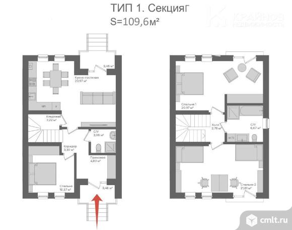 Таунхаус 109,6 кв.м. Фото 1.
