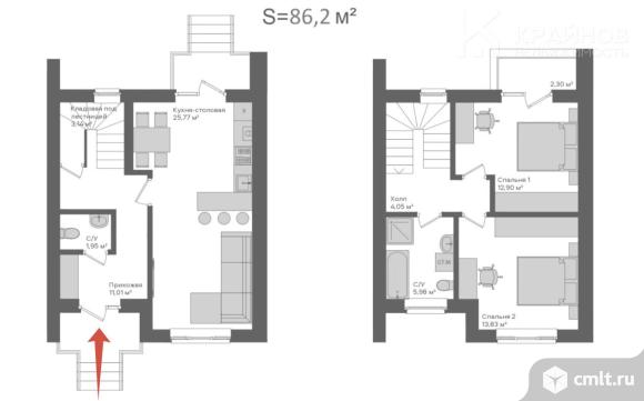 Таунхаус 86,2 кв.м. Фото 1.