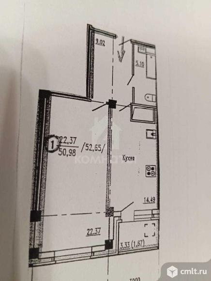 1-комнатная квартира 51 кв.м. Фото 20.