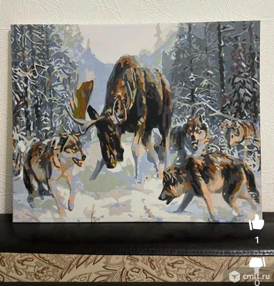 Картина «Волчья Охота»  50х40. Фото 1.