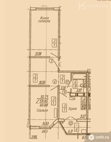 2-комнатная квартира 59,65 кв.м. Фото 1.