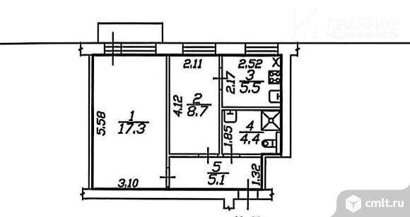 2-комнатная квартира 41,2 кв.м. Фото 1.