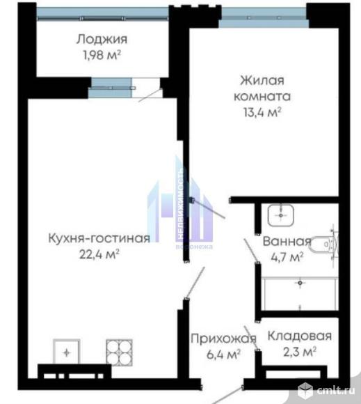 2-комнатная квартира 49,4 кв.м. Фото 16.