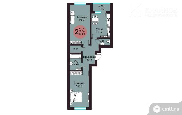 2-комнатная квартира 68,23 кв.м. Фото 1.