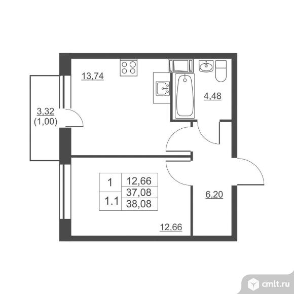 Продам 1-комн. квартиру 36.8 кв.м.. Фото 1.