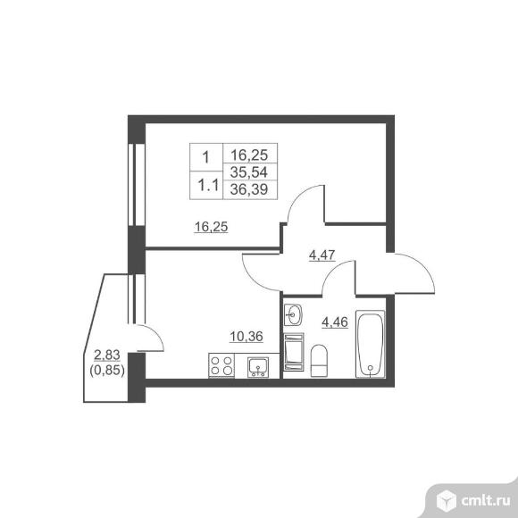 Продам 1-комн. квартиру 35.3 кв.м.. Фото 1.