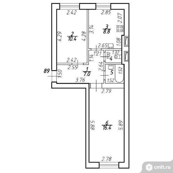 Продам 2-комн. квартиру 46.2 кв.м.. Фото 1.