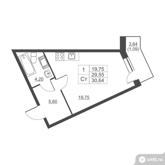 Продается студия 29.4 кв.м.. Фото 1.