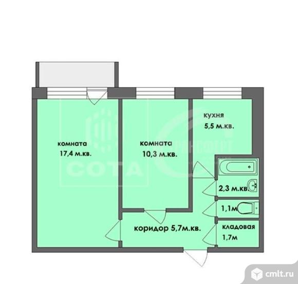 2-комнатная квартира 43,3 кв.м. Фото 19.