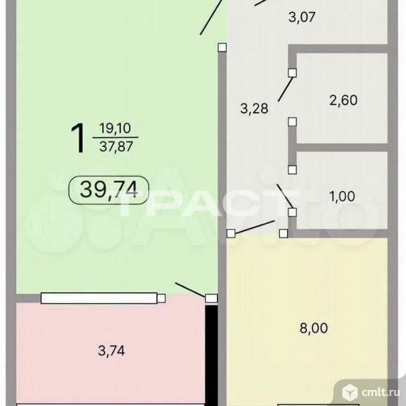 1-комнатная квартира 39 кв.м. Фото 11.