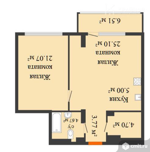 2-комнатная квартира 64,5 кв.м. Фото 1.