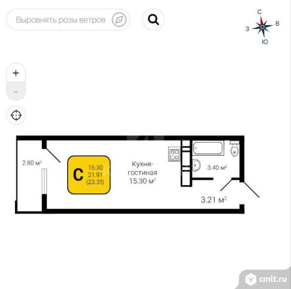 1-комнатная квартира 23,31 кв.м. Фото 13.