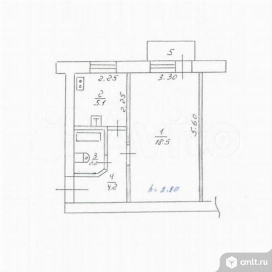 1-комнатная квартира 30,5 кв.м. Фото 1.