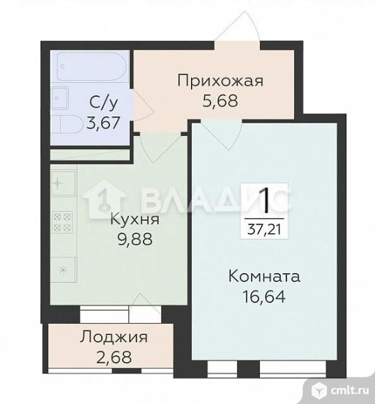 1-комнатная квартира 37 кв.м. Фото 14.
