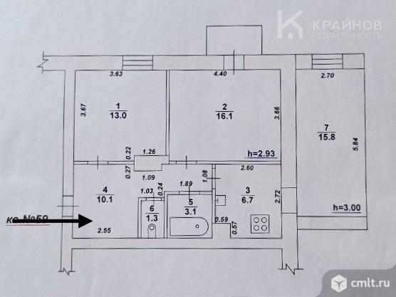 3-комнатная квартира 66 кв.м. Фото 1.