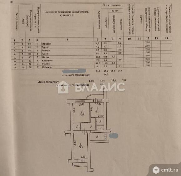 2-комнатная квартира 64,6 кв.м. Фото 11.
