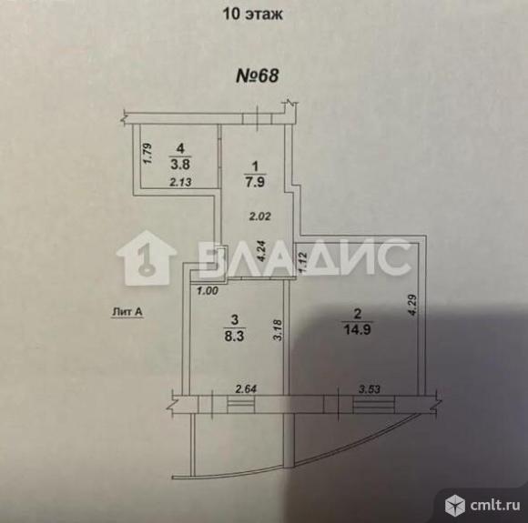 1-комнатная квартира 34,9 кв.м. Фото 7.