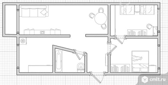 3-комнатная квартира 61,6 кв.м. Фото 1.