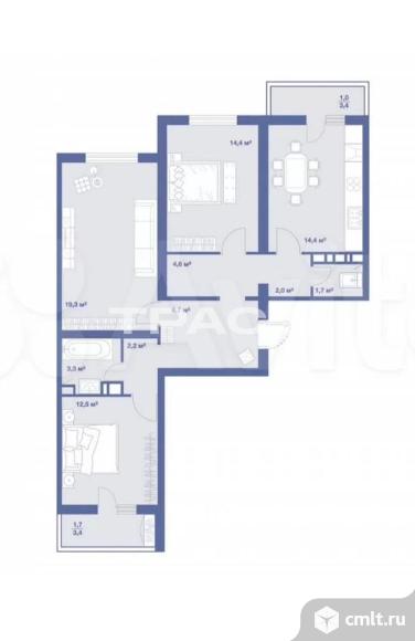 3-комнатная квартира 84,5 кв.м. Фото 13.