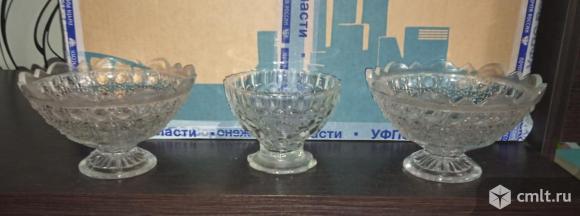 Салатница хрустальная для фруктов салатов 3 шт бу. Фото 1.