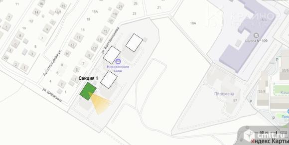1-комнатная квартира 40,69 кв.м. Фото 12.