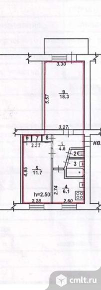 2-комнатная квартира 45,1 кв.м. Фото 16.